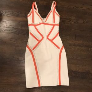 Tangerine, Silver and Cream Bandage Dress